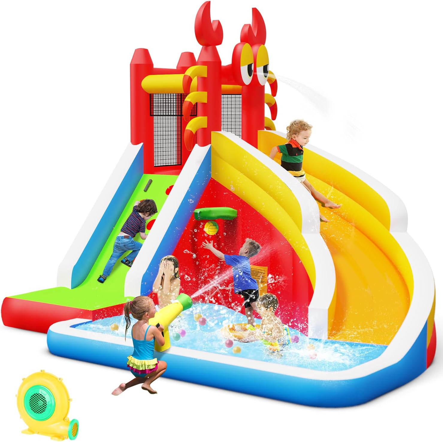 Kids Outdoor Climbing - Large Inflatable Bounce House with Water