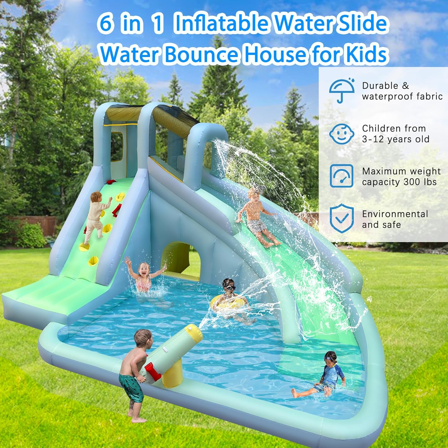 6-in-1 Inflatable Kids Bounce  - Kids Outdoor Climbing 评论和价格