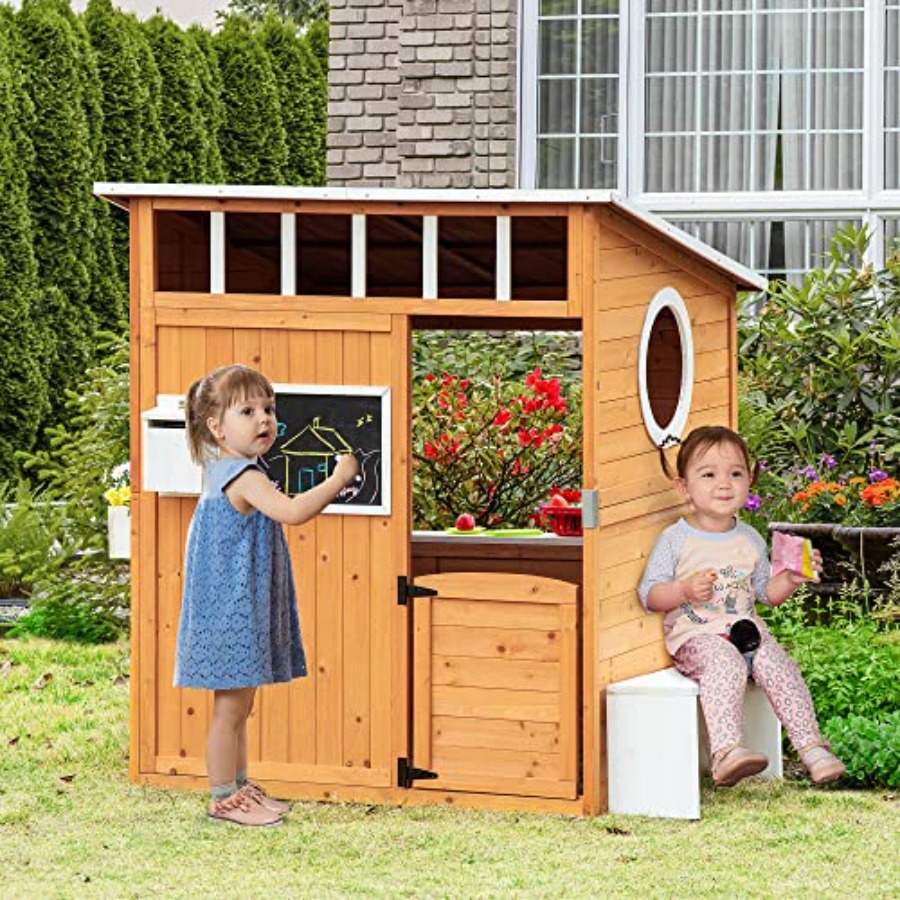 Outdoor Wooden Playhouse For K - Kids Outdoor Playhouse 评论和价格