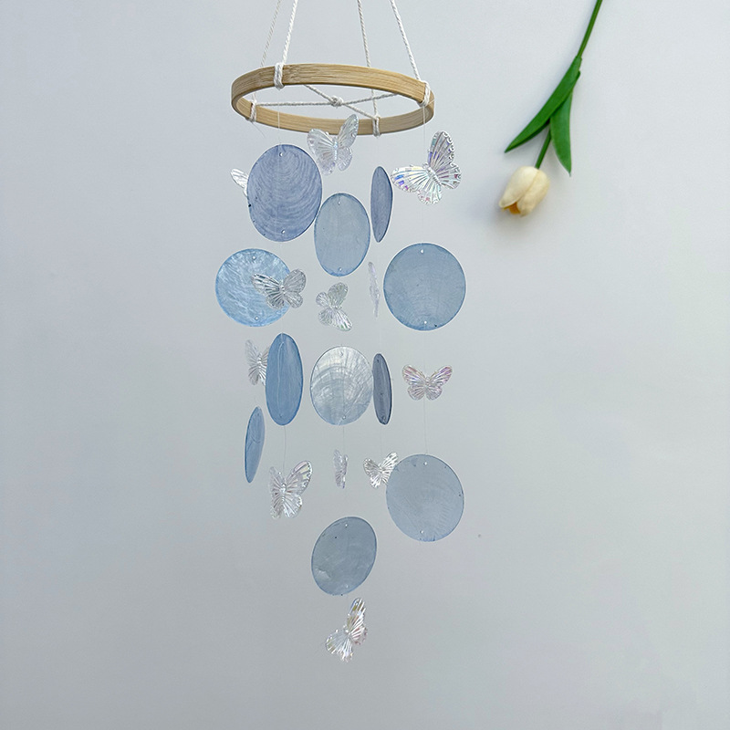 Butterfly Seashell Wind Chimes - Kids Outdoor Fairy Garden 评论和价格