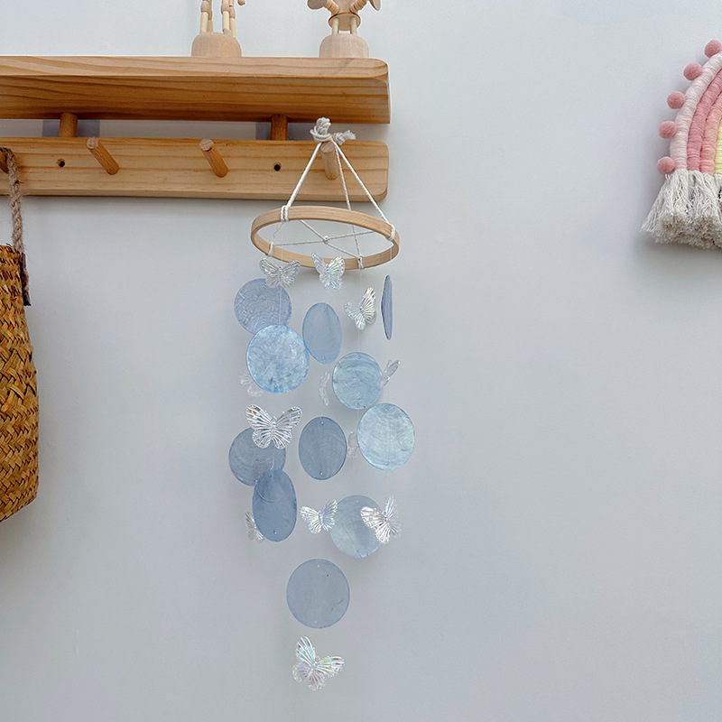 Butterfly Seashell Wind Chimes - Kids Outdoor Fairy Garden 评论和价格