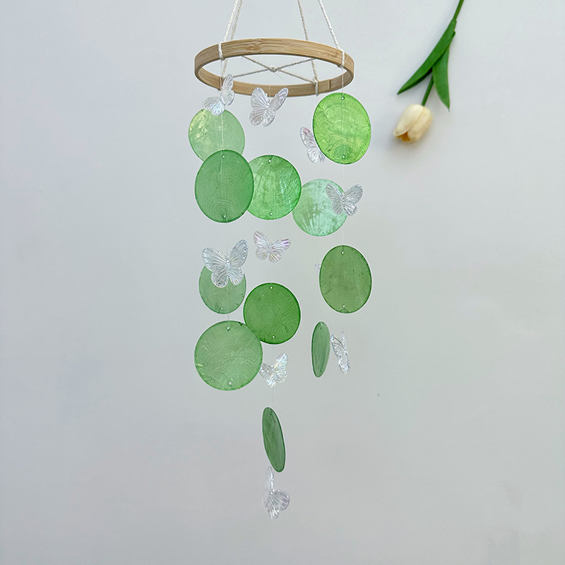 Butterfly Seashell Wind Chimes - Kids Outdoor Fairy Garden 评论和价格