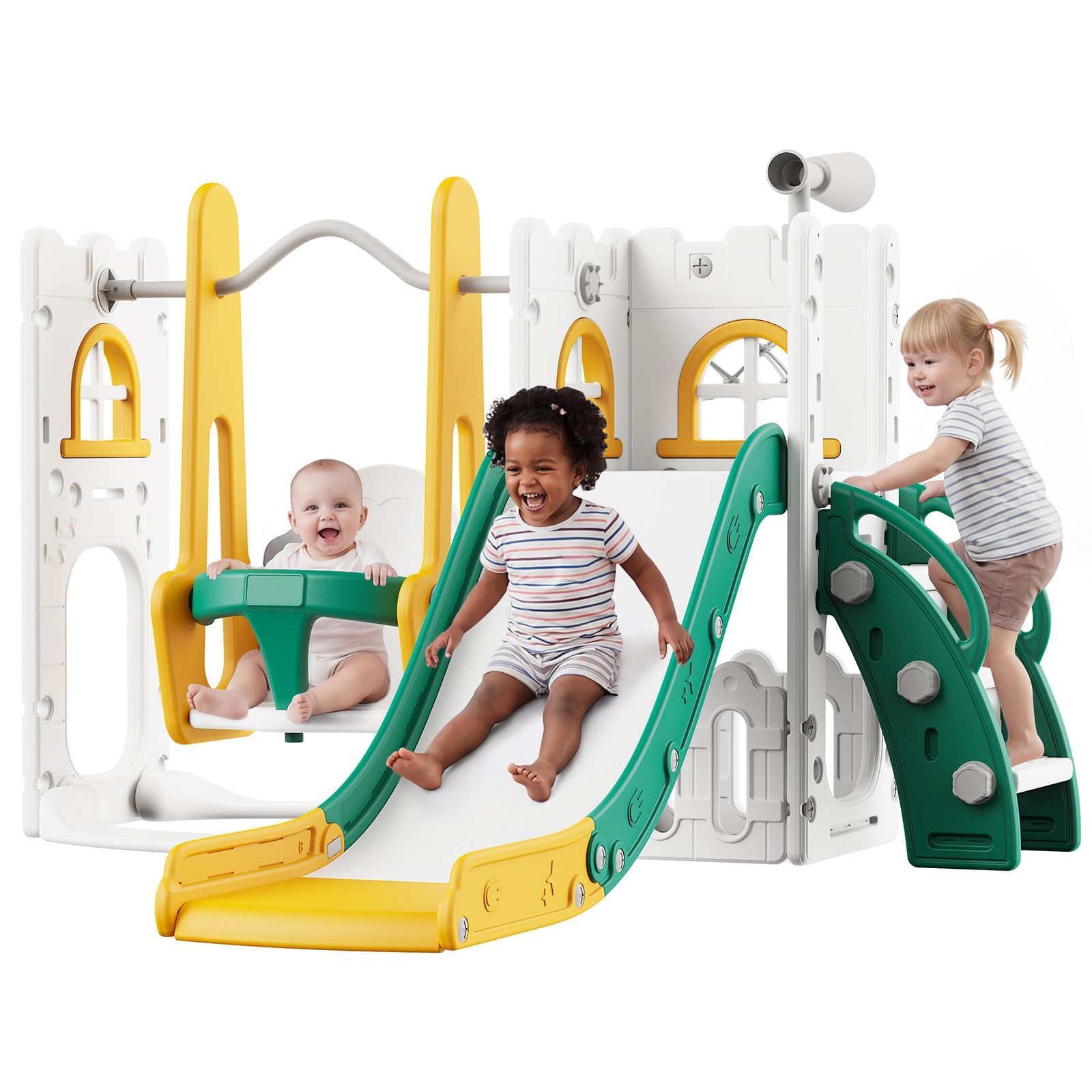 7 in 1 Toddler Slide And Swing - Kids Outdoor Playhouse 评论和价格