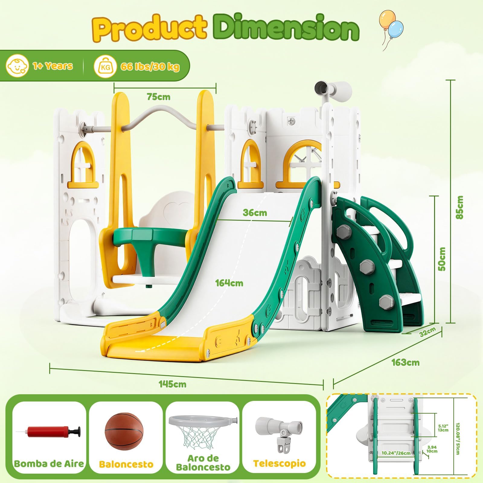 7 in 1 Toddler Slide And Swing - Kids Outdoor Playhouse 评论和价格
