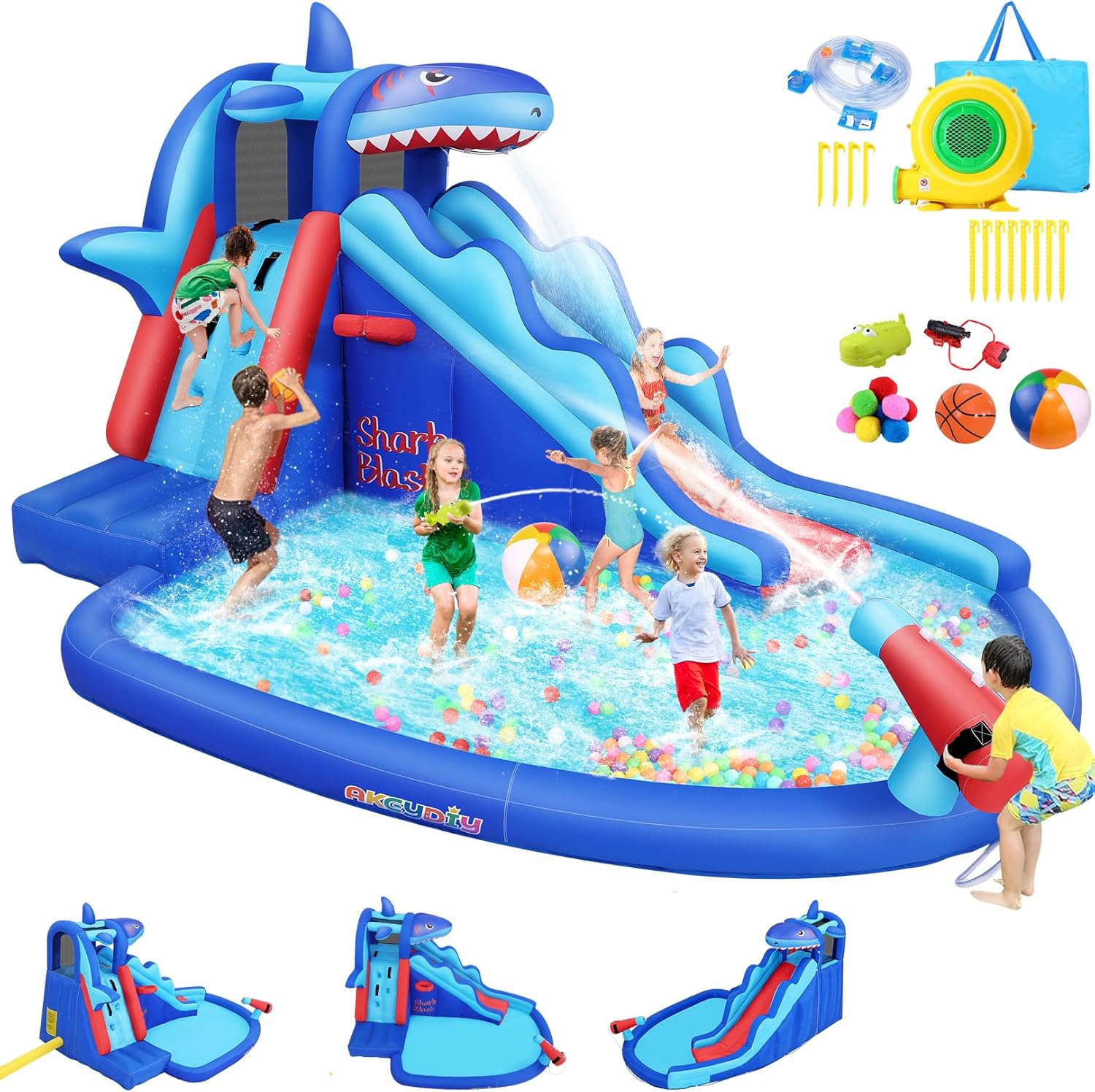 Shark-Themed Inflatable Water  - Kids Outdoor Climbing 评论和价格