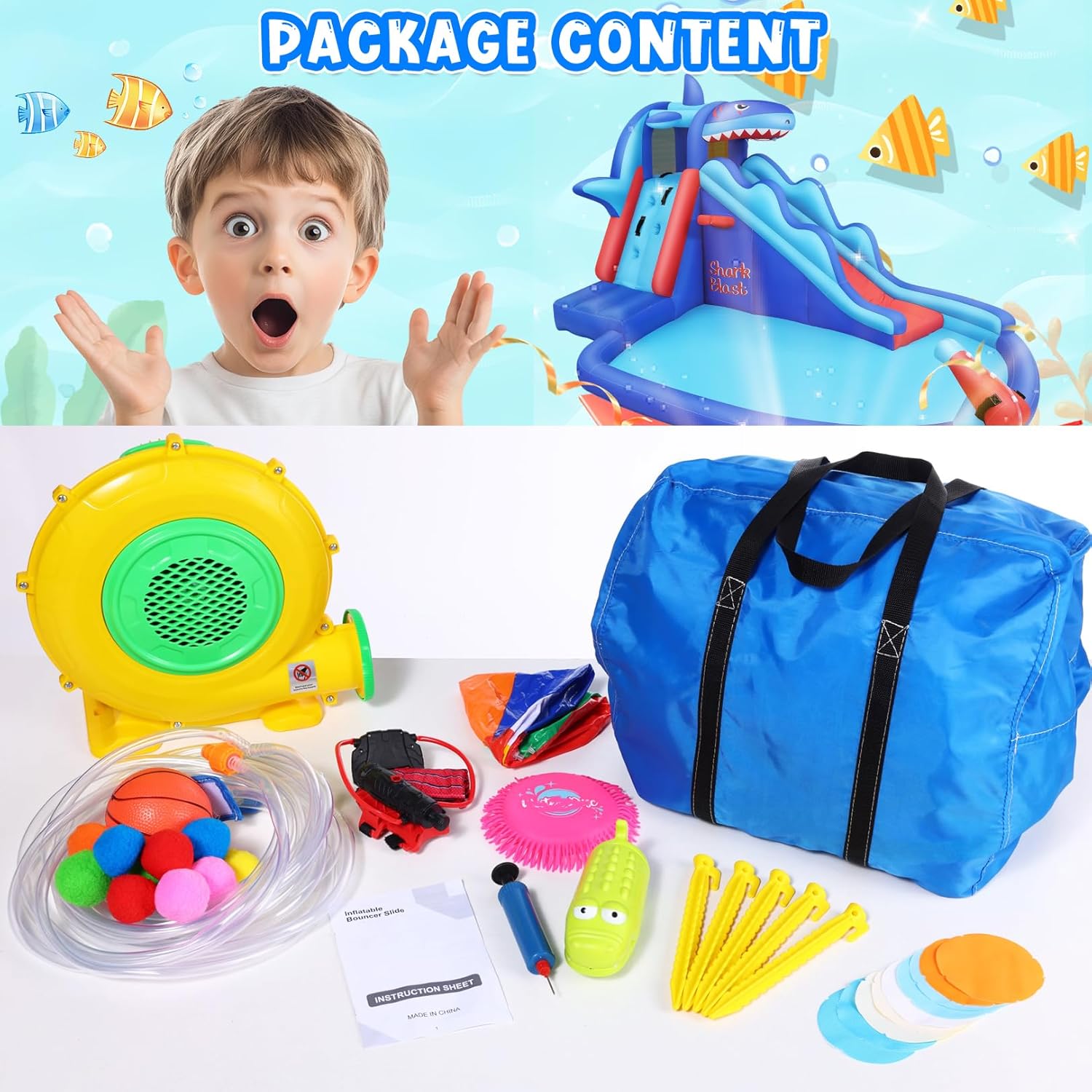 Shark-Themed Inflatable Water  - Kids Outdoor Climbing 评论和价格