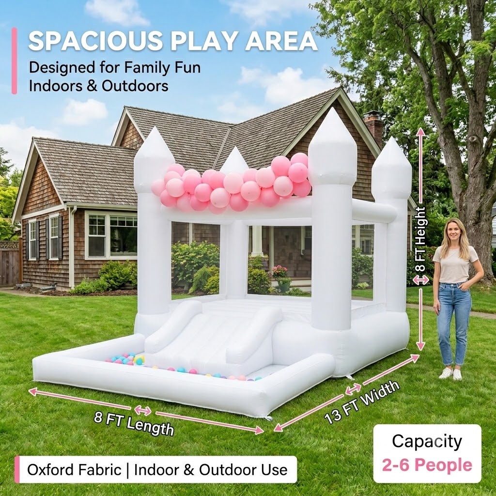 (Come with blower)13x8x8FT Inf - Kids Indoor Outdoor Trampoline 评论和价格
