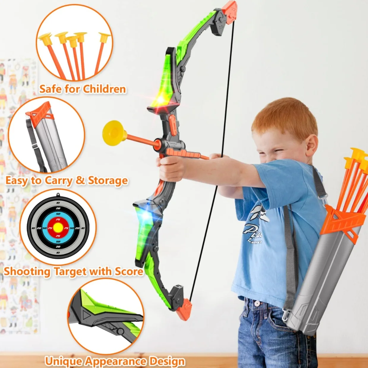 Light Up Archery Toy Kids Bow  - Kids Indoor Outdoor Games 评论和价格