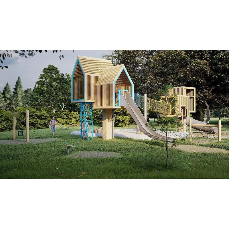 Custom Outdoor Amusement Park  - Kids Outdoor Treehouse 评论和价格